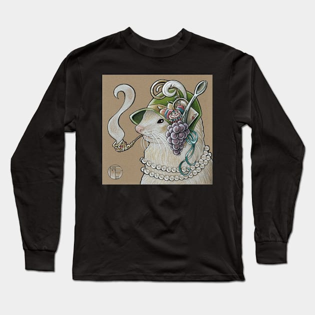 Flapper Ferret - 1920s Style Long Sleeve T-Shirt by Nat Ewert Art